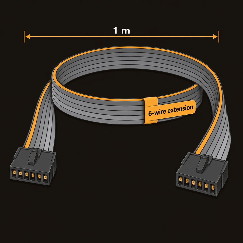 6-conductor 20/22 AWG extension cable